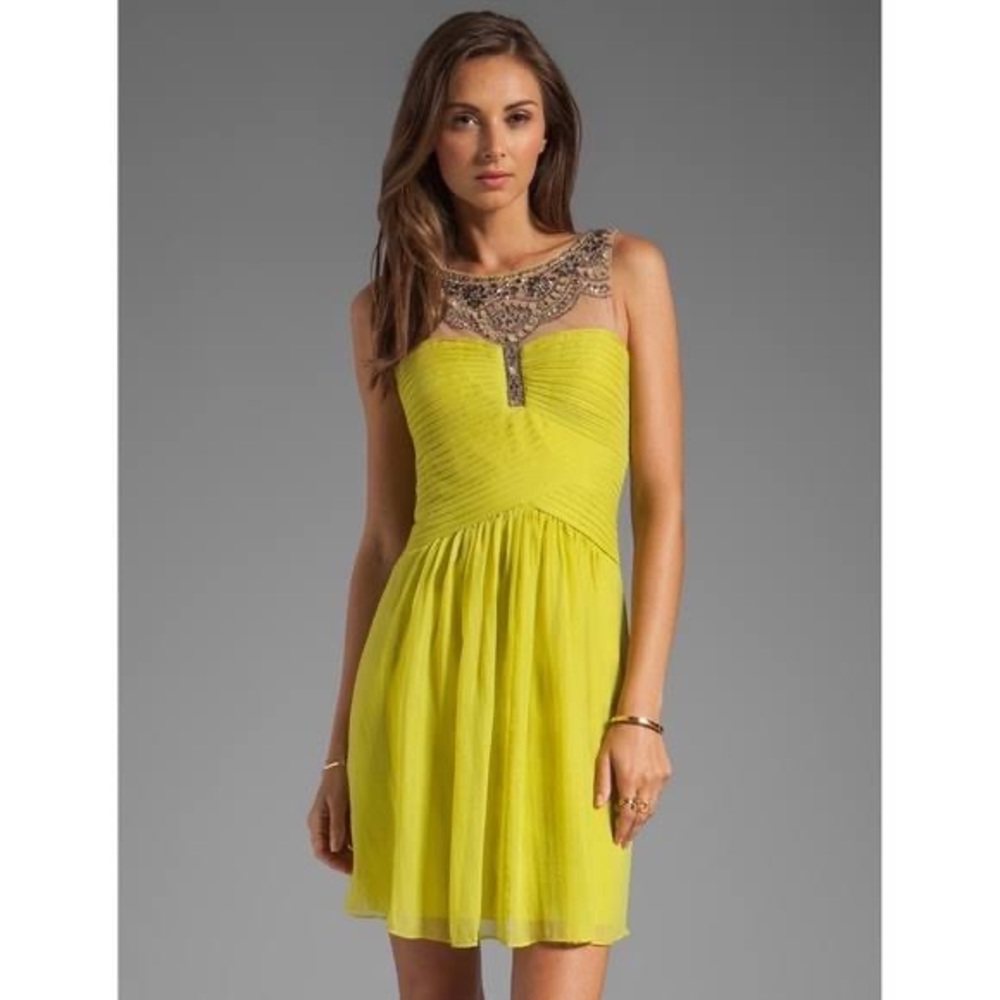 BCBGMaxAzria EUC Rhinestone and Mesh Dress